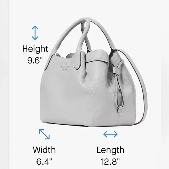 Kate Spade Large Dumpling Mountain Gray Leather Satchel Bag and cardcase. - Picture 7 of 8